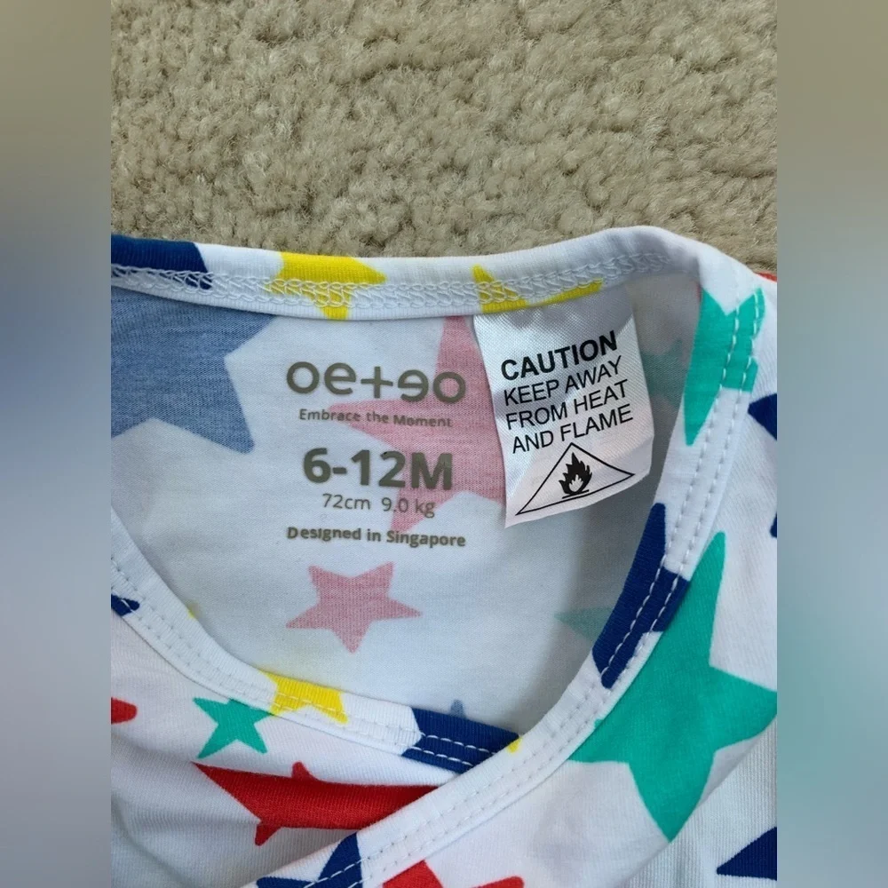 Oeteo Size 6-12 Months Colorful Star Print Adaptive Bodysuit One Piece
